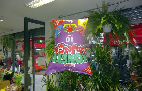 Flying crisp man Dominic Wilcox